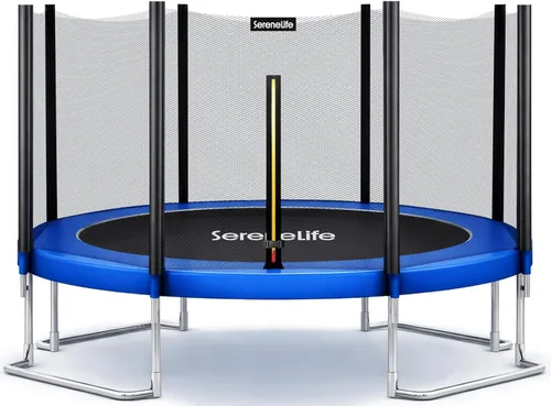 Vista 9 de SereneLife Trampoline Outdoor 10FT 12FT 14FT with Enclosure Net, Ladder and Anti-Rust Coating - ASTM Approved Recreational Trampolines - Heavy Duty