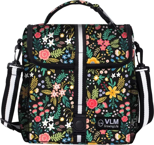 Vista 17 de VLM Lonchera para mujer, bolsa de almuerzo aislada para mujer con correa de hombro ajustable, bonita bolsa de almuerzo para el trabajo, picnic