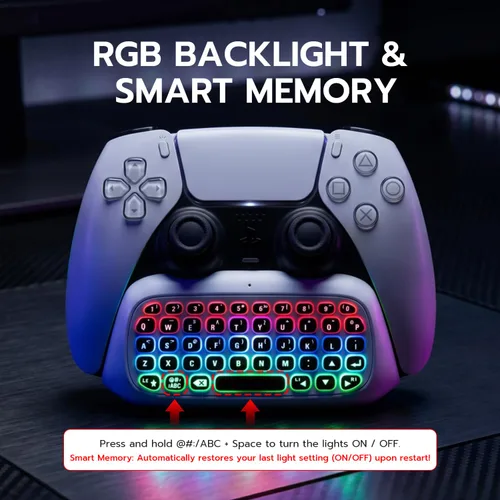 Vista 2 de Mcbazel Chatpad Keyboard for PlayStation 5 Controller and DualSense Edge