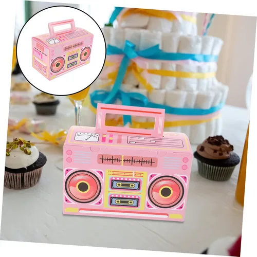 Vista 8 de SAFIGLE 12 cajas de dulces con cinta de casete retro para fiestas temáticas de los años 80, recipientes de papel para golosinas de cumpleaños