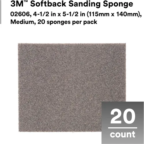 Vista 7 de 3M Esponja de lijado Softback 02606, 4 1/2 x 5 1/2 pulgadas, paquete de 20, grano medio, corte rápido