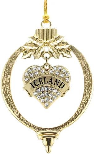 Vista 64 de Inspired Silver - Adorno de Colombia - Adornos navideños con forma de corazón de oro pavé con joyas de circonita cúbica
