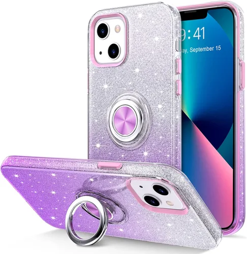 Vista 25 de Hython Funda para iPhone 13 con soporte de anillo [soporte de anillo giratorio de 360° con soporte magnético] [Soporte de montaje en automóvil]