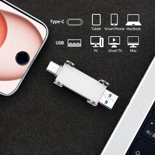 Vista 7 de Unidad USB de 128 GB SSD externo, USB 3.2 Gen 2 A+C Dual Port Portable SSD, hasta 550 MB/s para almacenamiento de datos, disco duro externo