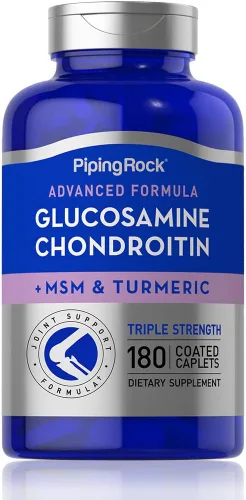 Piping Rock Glucosamina condroitina MSM cúrcuma | 180 cápsulas | Triple fuerza | Suplemento avanzado | Sin OMG, sin gluten