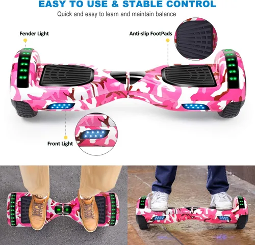 Vista 5 de FLYING-ANT Patinete autoequilibrante de 16.51 cm con altavoz y luces LED rojas