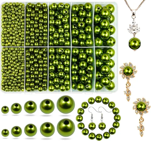 Vista 18 de Perlas de Perla Negra para Hacer Joyas, 1750 piezas de Perla Negra para Manualidades con Agujero de 4 mm 6 mm 8 mm 10 mm 12 mm Perla Espaciadora