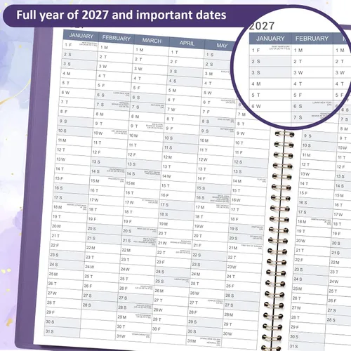 Vista 4 de Libro de citas 2027 - 8.5 x 11 pulgadas, libro de citas semanal 2027 Morado: 8.5 x 11 pulgadas
