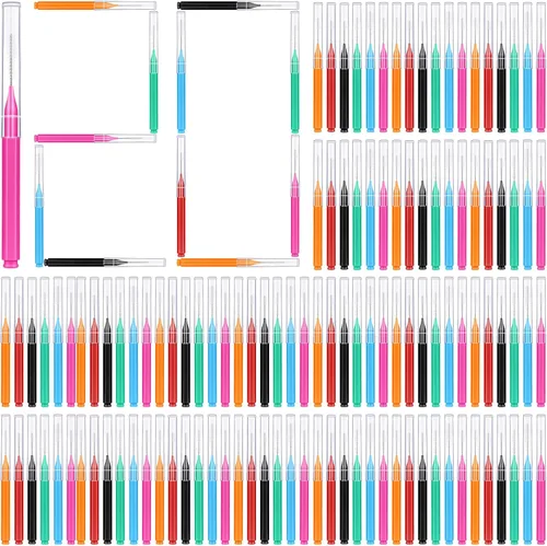 Vista 10 de MAPVOLUT 120 Piezas Cepillos Interdentales, Limpiador de Cepillos para Brackets, Hilo Dental Ortodóntico, Palillos de Dientes, Palillos de Hilo