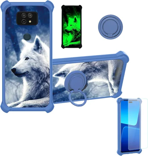 jioeuinly Cricket Ovation 2 - Funda compatible con AT&T Maestro Max (2021), con protector de pantalla de vidrio templado, policarbonato duro +