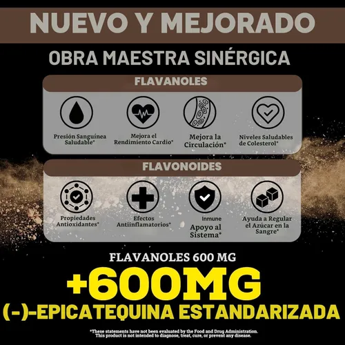 Vista 2 de Black Forest Cacao en polvo con alto contenido de flavanol (1200 mg de flavanoles y suplementos de flavonoides) 10 veces más flavanoles