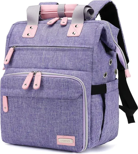 Vista 9 de Mochila de Ganchillo, Mochila de Bolsa de Tejer Organizador de Almacenamiento de Hilo Bolsa de Ganchillo de Viaje con Puerto de Carga USB, Bolsa