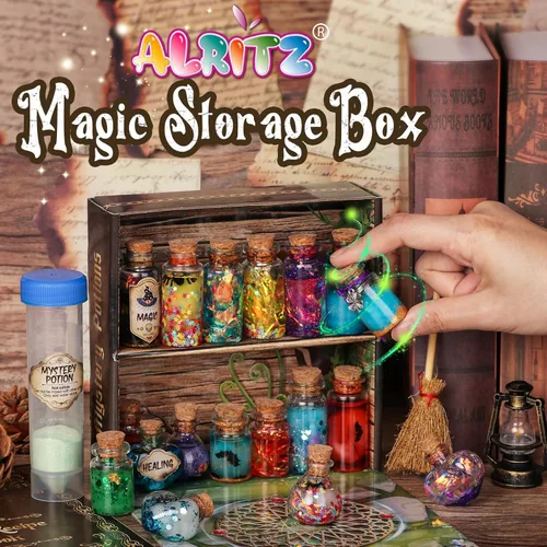 Vista 6 de Alritz Kits de Pociones Misteriosas para Niños, 20 Botellas de Poción de Bruja de Mezcla Mágica, Adornos de Decoraciones Alegres de Calabaza