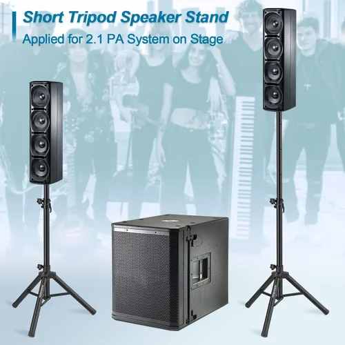 Vista 6 de Vondynote Par de soportes para altavoces de trípode de altura ajustable de 33.5 a 53.5 pulgadas, soporte delgado para mini altavoz, PA DJ, trípode