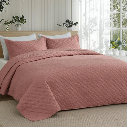 Vista 60 de Bedsure Colchas de tamaño Queen – Colchas ligeras tamaño Queen con patrón de tejido de canasta, ropa de cama suave, edredón de rosa polvorienta