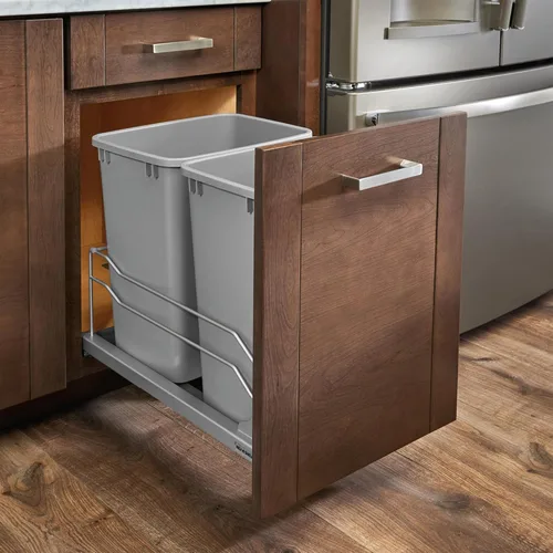 Vista 7 de Rev-A-Shelf 53WC-1527SCDM Serie 53WC - Papelera doble de montaje inferior con cierre suave, capacidad de 27 cuartos de galón