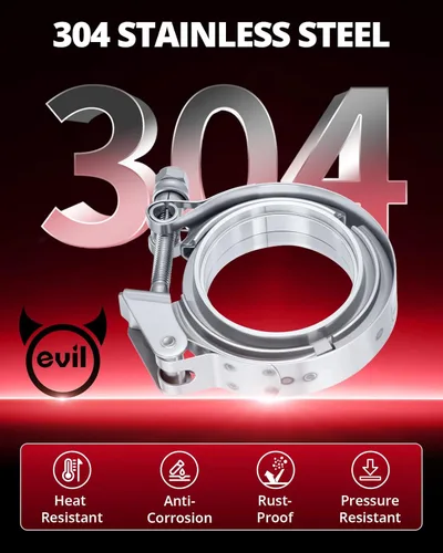 Vista 5 de EVIL ENERGY Abrazadera de banda en V de 2,5 pulgadas con brida macho hembra de acero inoxidable de liberación rápida