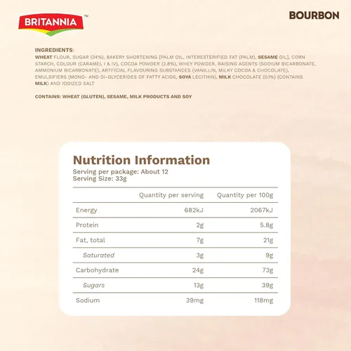 Vista 2 de Galletas de crema Britannia el Original Bourbon sabor chocolate 13,7 onzas.