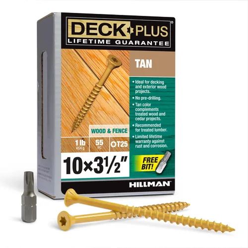 Vista 15 de Deck Plus Tornillos para valla y madera exterior con revestimiento epoxi de 2-1/2 pulgadas #10 x 2-1/2 pulgadas, rosca gruesa incluida, tornillo