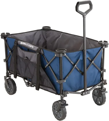 Vista 12 de Gorilla Carts GCSW-7P 7 Cu. ft. Carrito plegable para exteriores con cama grande, color negro