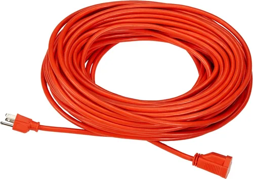 Vista 6 de Yaxa Basics Cable de extensión de 50 pies de 3 clavijas para interiores y exteriores, resistente, 13 amperios, 1625 vatios, 125 VAC, naranja
