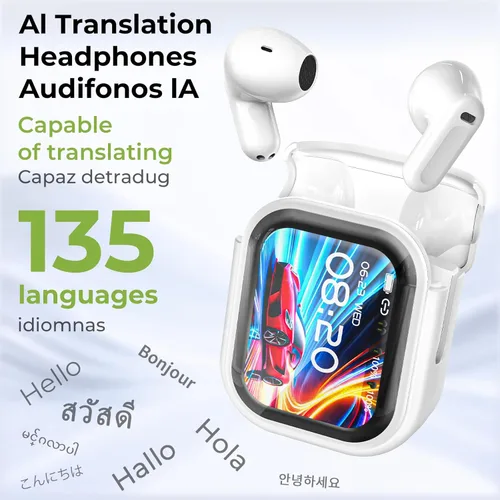 Vista 3 de Auriculares de traducción NE20 en tiempo real - Nuevos auriculares de traductor de idiomas AI 135 2025, Audifonos Traductores Inglés Inglés