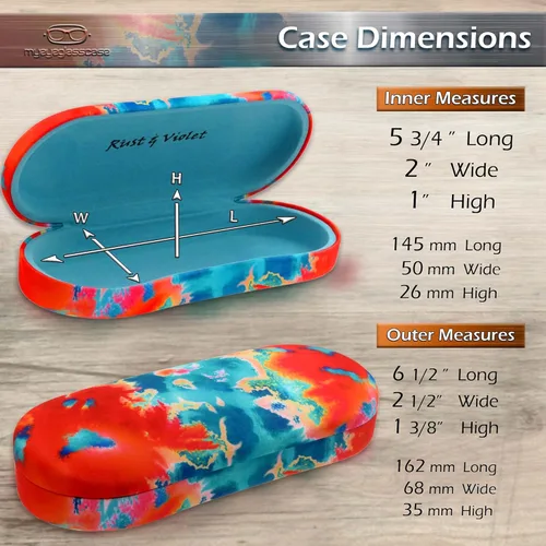 Vista 6 de Women Glasses Case, Hard Shell Eyeglass Holder, Protective with lip for easy openning with drawstring pouch and cloth