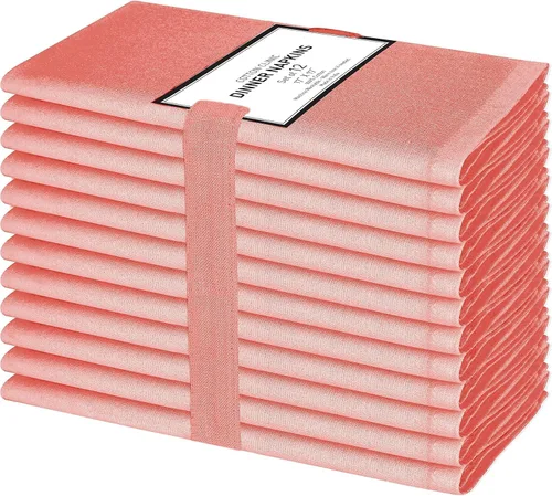 Vista 15 de Cotton Clinic Juego de 6 servilletas de cena 100% algodón, suaves, duraderas, reutilizables, de 17 x 17 pulgadas, para comedor, bodas, fiestas