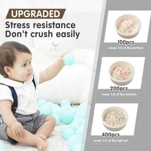 Vista 6 de Bolas de pozo de bolas Realhaha 50 100 200 500 Bolas de juego de plástico para bebés, niñas, niños pequeños, tienda de campaña, piscina, sala