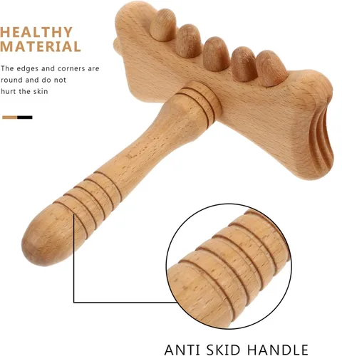 Vista 8 de Beech Guasha Stick for Body Scraping Massage Portable Multi-Functional Massager for Shoulder Neck Back Relief Enhances and Skin Absorption for Adults