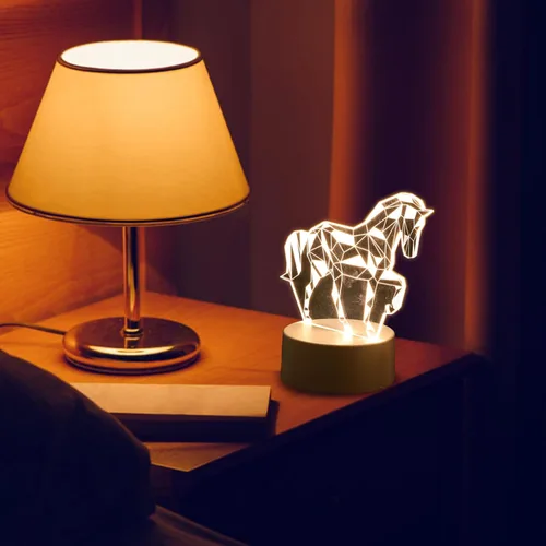 Vista 6 de Baluue Luz nocturna LED 3D, luz de ambiente de animales para niños, juguetes de cumpleaños, iluminación de ilusión visual USB para dormitorio, sala