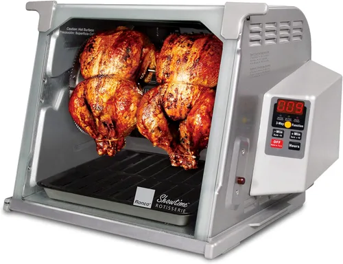 Ronco Horno asador digital, diseño digital platino, horno de encimera de gran capacidad (5.4 kg) con cesta multiusos para una cocina versátil
