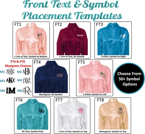 Vista 5 de Bata Personalizada para Mujer, Tallas S-5XL, Añadir Símbolos, Texto y Monogramas Batas para Boda, Viajes de Chicas, Cumpleaños y Más