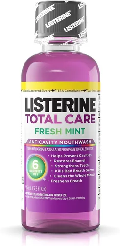 Listerine Total Care - Enjuague bucal anticaries sabor menta fresca, 3.2 onzas (paquete de 24)