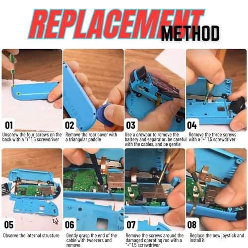 Vista 6 de TNP Switch Joystick Replacement Joycon Repair Kit - Premium Quality Joysticks and Joycons Controller Replacement for Nintendo SwitchLite with Repair