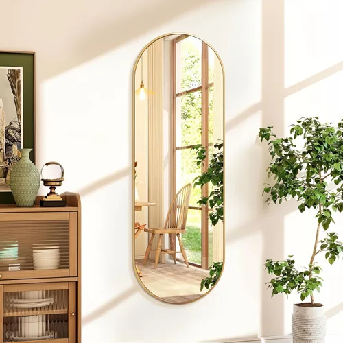 Vista 12 de Niccy - Espejo ovalado de longitud completa de 48"×16", espejo largo de pared con marco de aluminio, espejos grandes para sala de estar, espejo