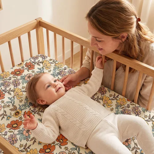 Vista 2 de Paquete de 3 sábanas para cuna de bebé para niños y niñas Vintage Floral Cherkerd