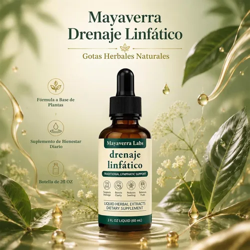Vista 2 de Mayaverra Drenaje Linfático Gotas, Drenaje Linfático Mayaverra, mezclas de hierbas naturales, veganas y sin OMG, 2 onzas