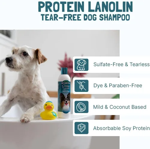 Vista 3 de Bio-Groom Protein Lanolin - Champú para perros – Champú para mascotas sin lágrimas, suministros de baño para perros, lavado de cachorros