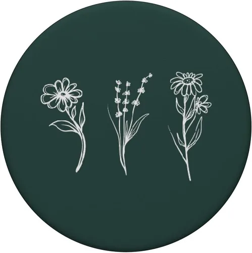 Vista 3 de PopSockets intercambiables con diseño floral verde bosque minimalista