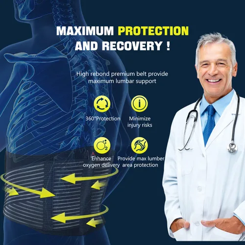 Vista 2 de Cinturón de apoyo lumbar para aliviar el dolor de espalda baja, levantamiento de pesas, limpiador de casa, cinturón de compresión para hombres