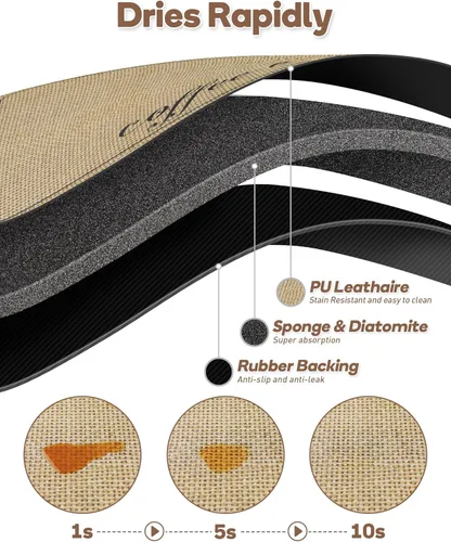 Vista 2 de SUEH DESIGN Tapete de café, tapete absorbente de secado de platos de 19.6 x 11.8 pulgadas, tapete de café de secado rápido, tapetes de secado