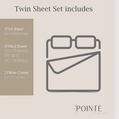 Vista 7 de Pointehaven Bedding - Juego de sábanas de 3 piezas de percal de 100% algodón estampado, juego de sábanas y fundas de almohada, de algodón suave, se