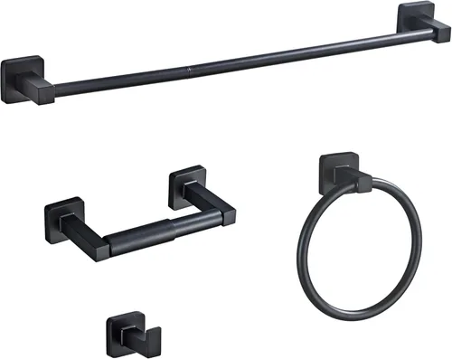 Vista 17 de Juego de accesorios de baño de hardware de baño de oro ligero de 4 piezas de Brushed, juego de accesorios de baño de acero inoxidable montado
