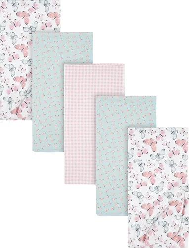 Vista 17 de Gerber Niñas Manta de Flanela 100% Algodón para Recién Nacidos, Bebés y Niños Pequeños, Swaddle, Arcoíris Rosa, Paquete de 5