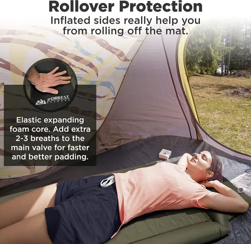 Vista 4 de Iforrest - Cojín para dormir con reposabrazos y almohada - Protección contra vuelcos - Colchón de aire autoinflable para cuna - Cama de campaña