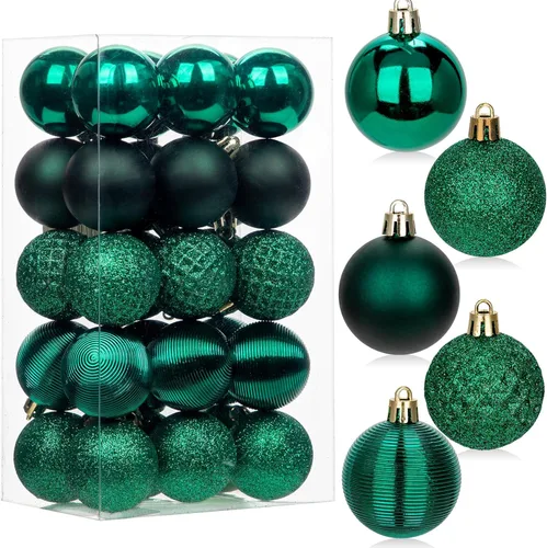 Vista 31 de 30 piezas de adornos de bola de árbol de Navidad irrompibles negros para decoración navideña
