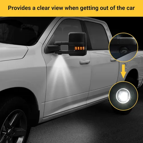 Vista 8 de Espejos de remolque para Dodge Ram 1500 2002-2008, Dodge Ram 2500 3500 2003-2009 con función de vidrio eléctrico calentado, luz de señal de giro