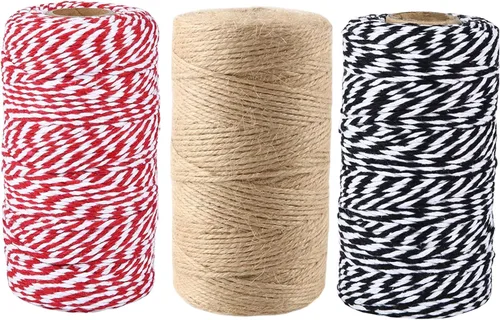 Vista 36 de Cuerda de hilo, cuerda de 328 pies, cuerda blanca y rosa para panaderos, cuerda para manualidades, cuerda para tejer, cuerda de macramé, cuerda