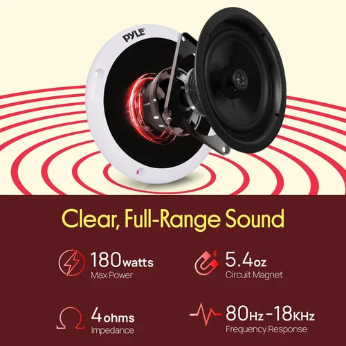 Vista 3 de Pyle Altavoces marinos - 5.25 pulgadas, 2 vías, impermeable y resistente a la intemperie, sistema de sonido estéreo de audio para exteriores